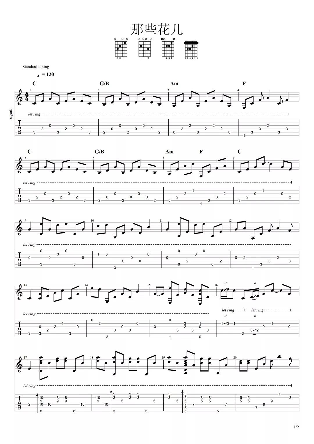 适合初学者的吉他最简单谱子,有哪些适合新手学的吉他曲