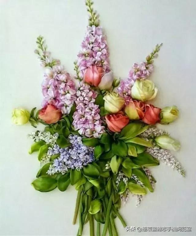 丝带绣装裱图案大全,丝带绣画作品欣赏