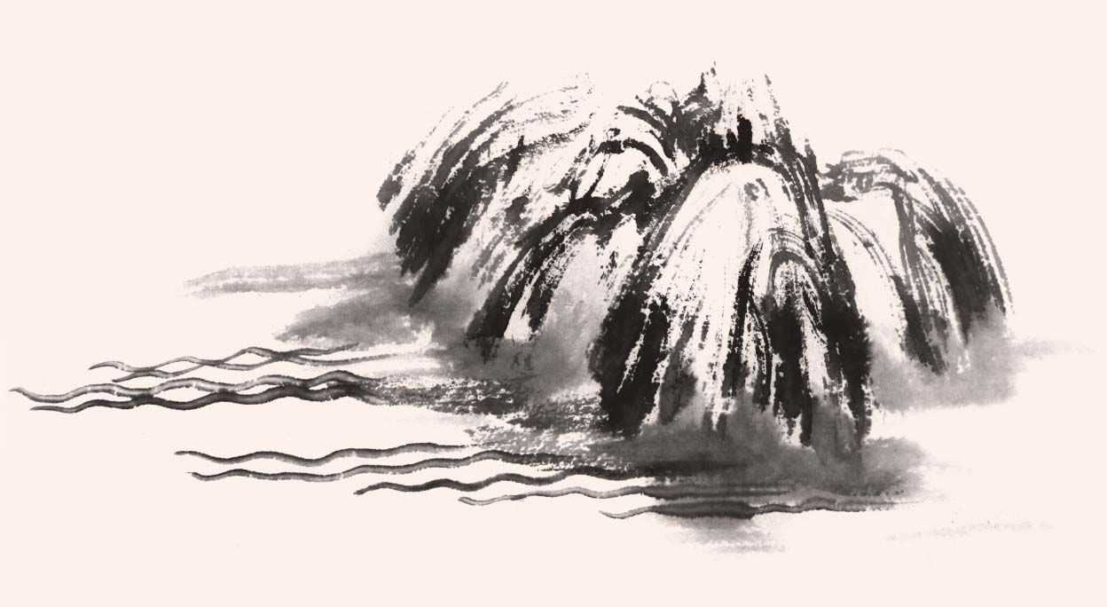 山水画教程水彩风景简单,山水画画水教学视频