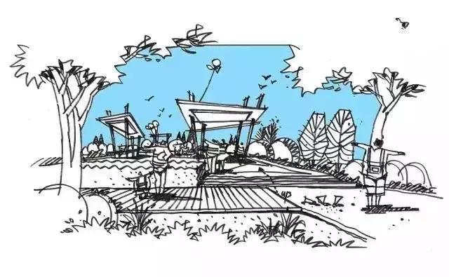 手绘效果图设计详解,干货五幅景观手绘效果图步骤图解