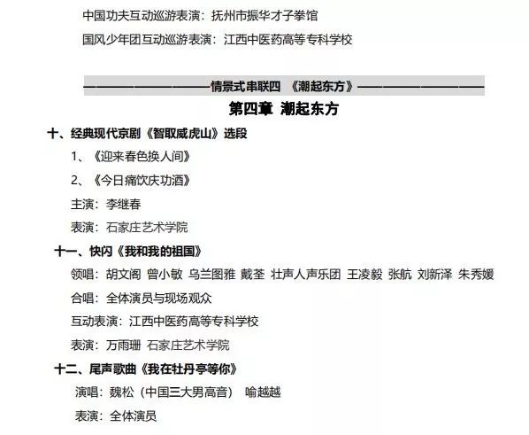 2020年开幕式节目单,节目单新鲜出炉