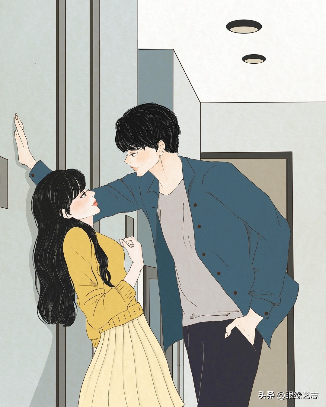 韩国插画温馨情侣,韩国插画幸福时光