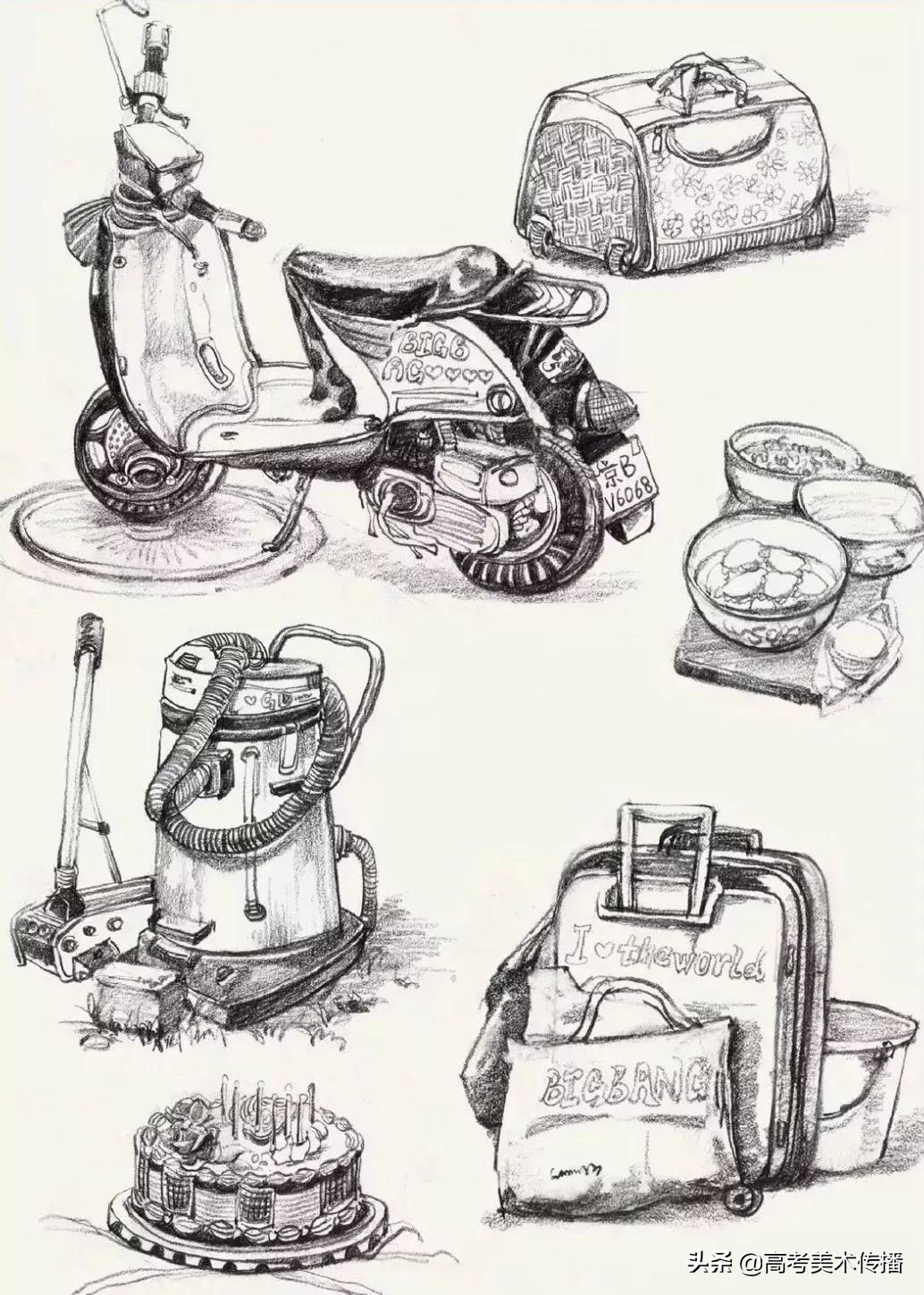 速写校考巧妙构图,速写校考考题