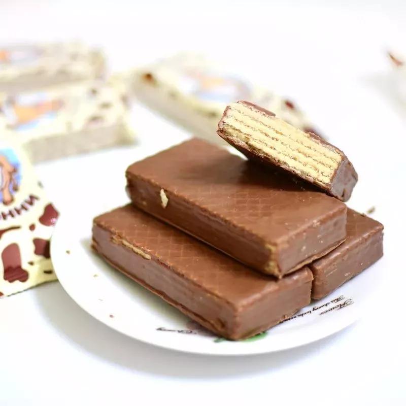 konti巧克力味威化饼干165g,俄罗斯进口夹心巧克力康吉