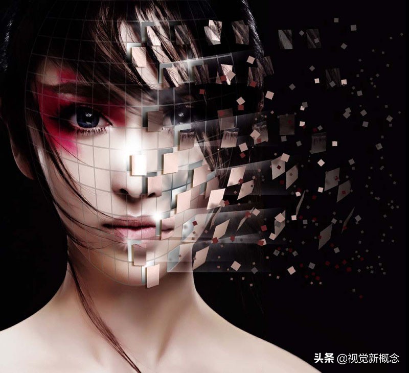 Photoshop设计教程_制作人物脸部剥落的碎块特效