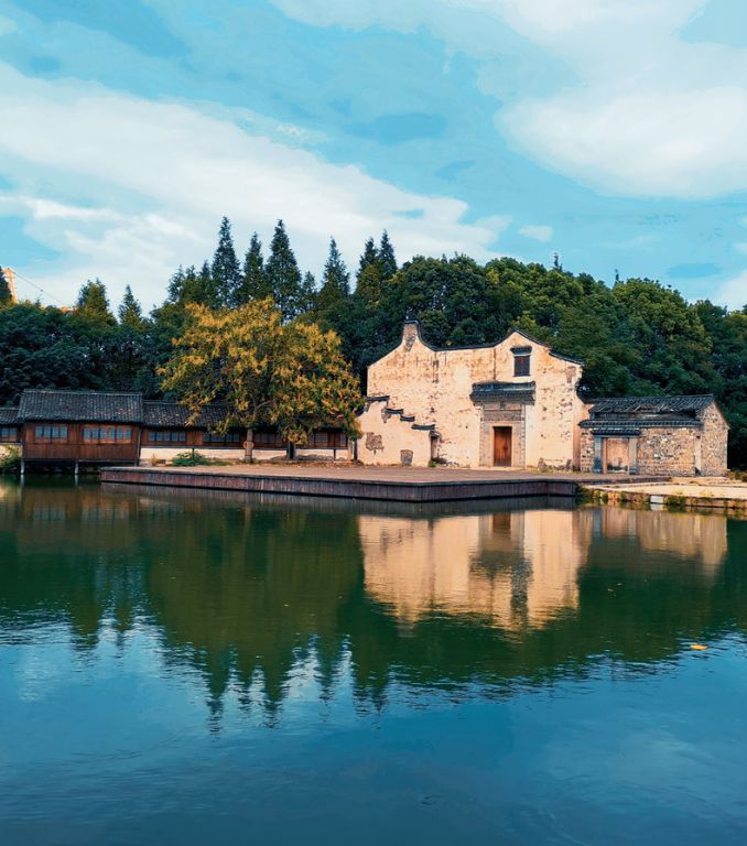 古镇水墨风景,水墨画古镇风景