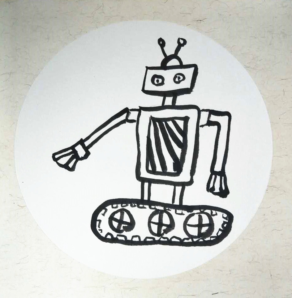 少年儿童科学幻想绘画作品机器人,7-10岁儿童创意美术画机器人