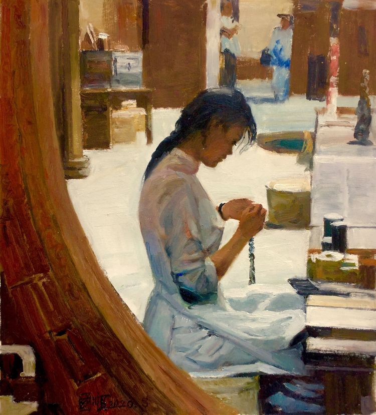 左国顺油画,郭福明的果子沟风景油画作品