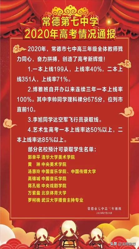 常德市七中2015届,常德市七中2020年高考喜报