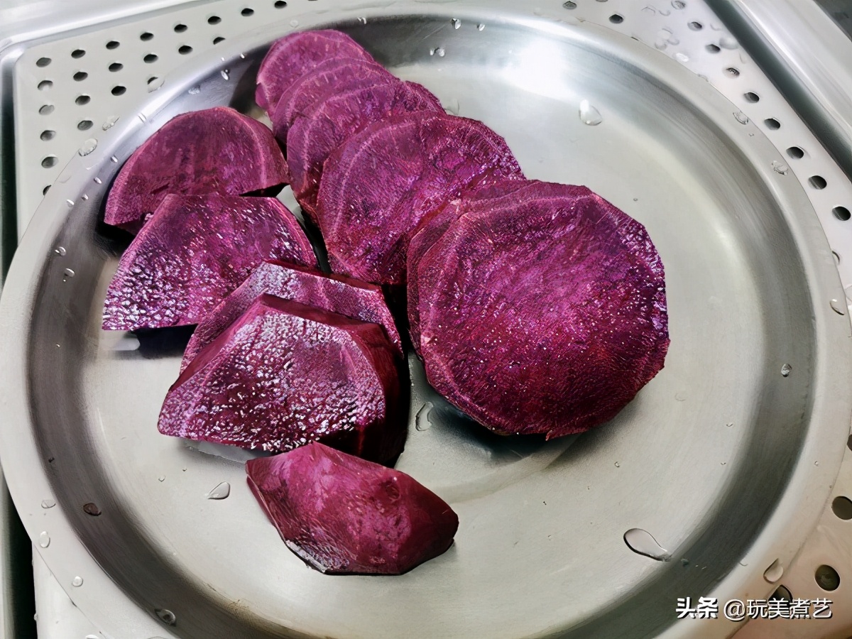 汤圆的神仙吃法软软糯糯几分钟,紫薯米糊山药汤圆辅食