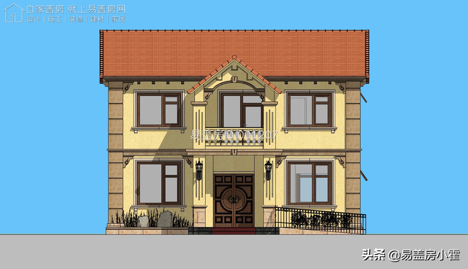 农村自建房2层欧式别墅设计,面宽10米欧式风格二层小别墅
