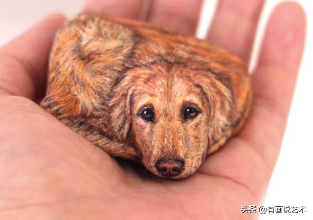 捡石头画风景图,路边随便捡的石头画一个东西