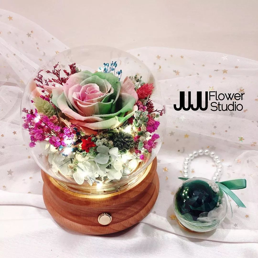 新款永生花玻璃罩,玻璃罩永生花手工diy制作