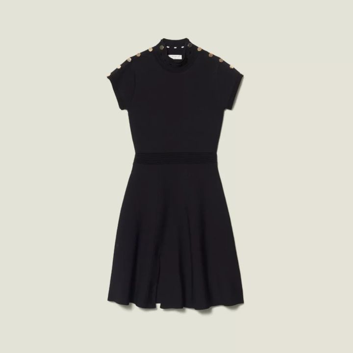 sandro18款小黑裙,法国轻奢女装sandro