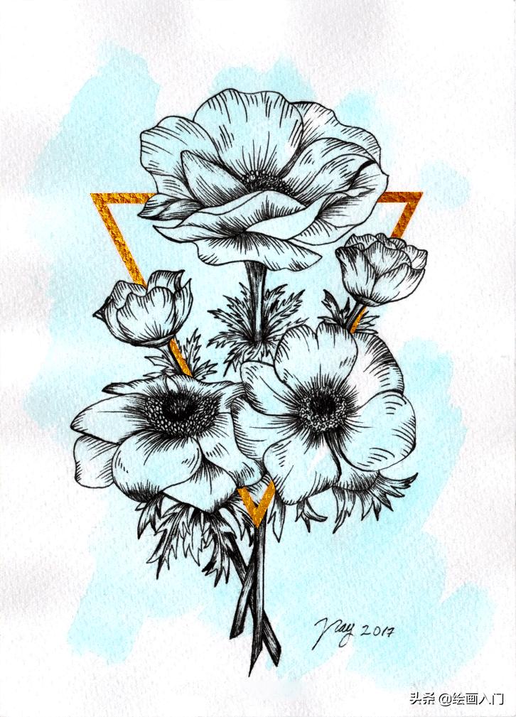 夏日海洋水彩画,夏日水彩颜料画简单风景画