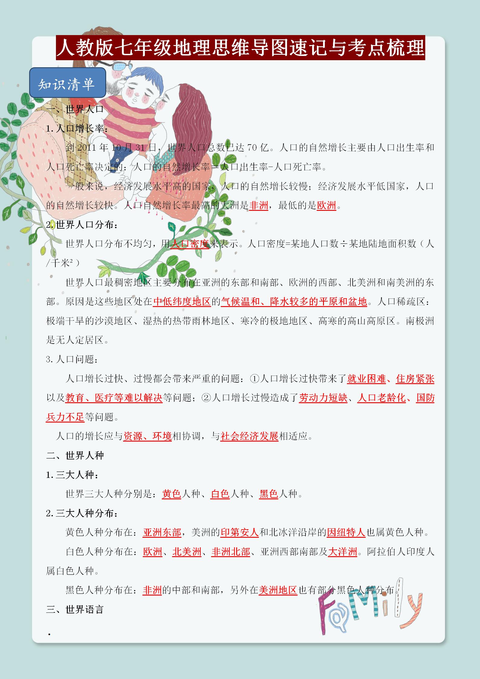 七上地理必背知识点人教版2021,中图版七年级上册地理知识点总结