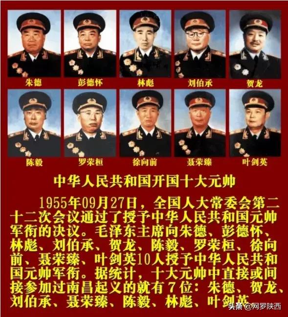 中国十大元帅和十大将军,中国开国十大将军照片全集