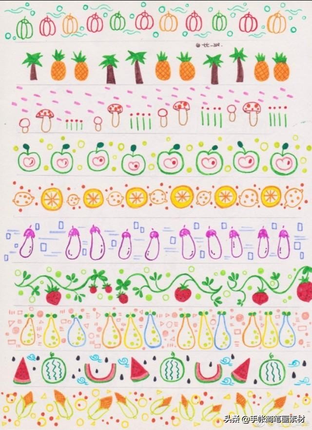 手绘山边框简笔画,大树边框简笔画手绘