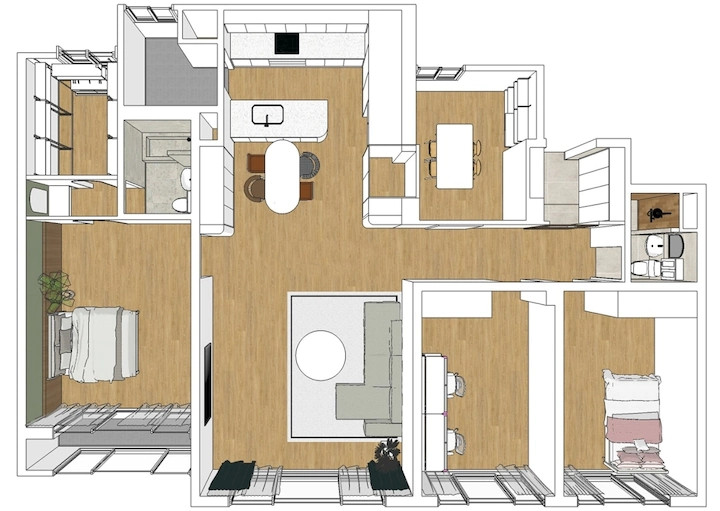 装修设计案例大户型150南北通透,装修设计案例大户型130南北通透