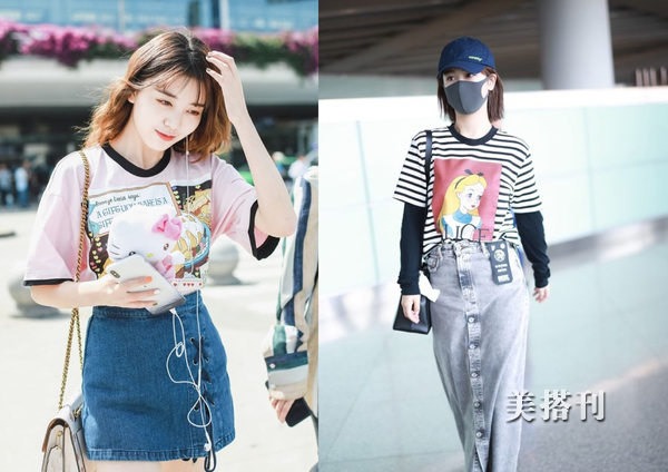 童趣印花圆领T恤衫,夏日t恤简约风穿搭图谱