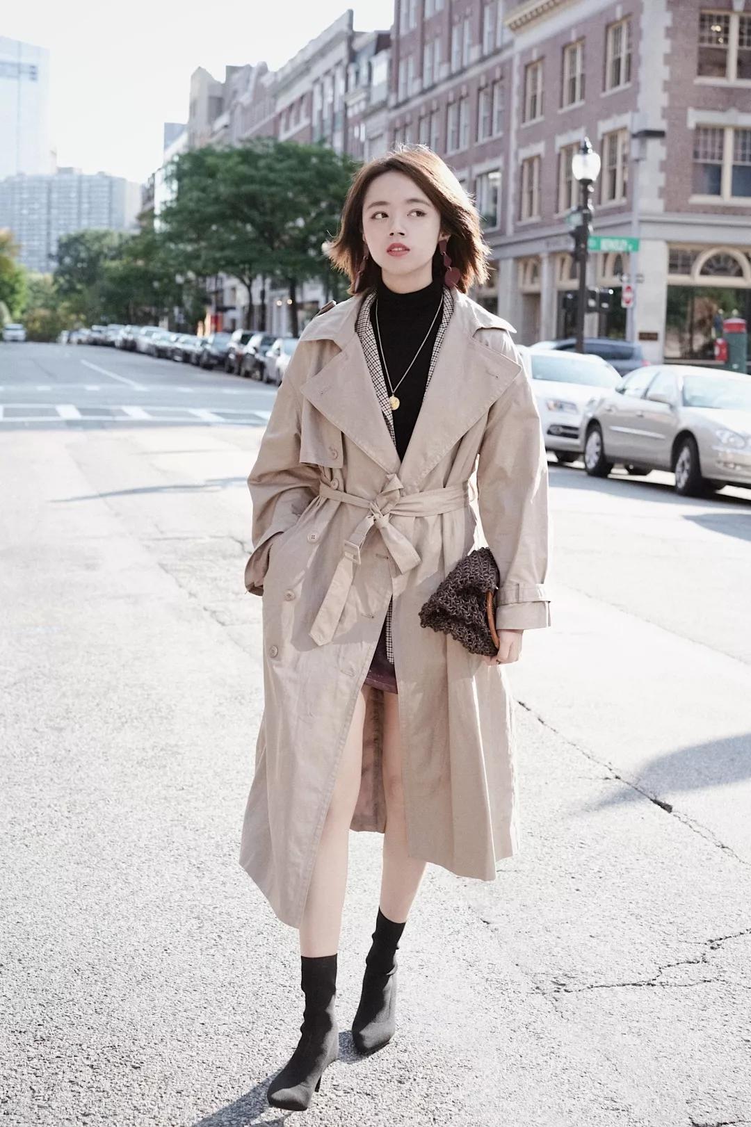 早春风衣穿搭高级感,早春穿搭颜色毛衣外套