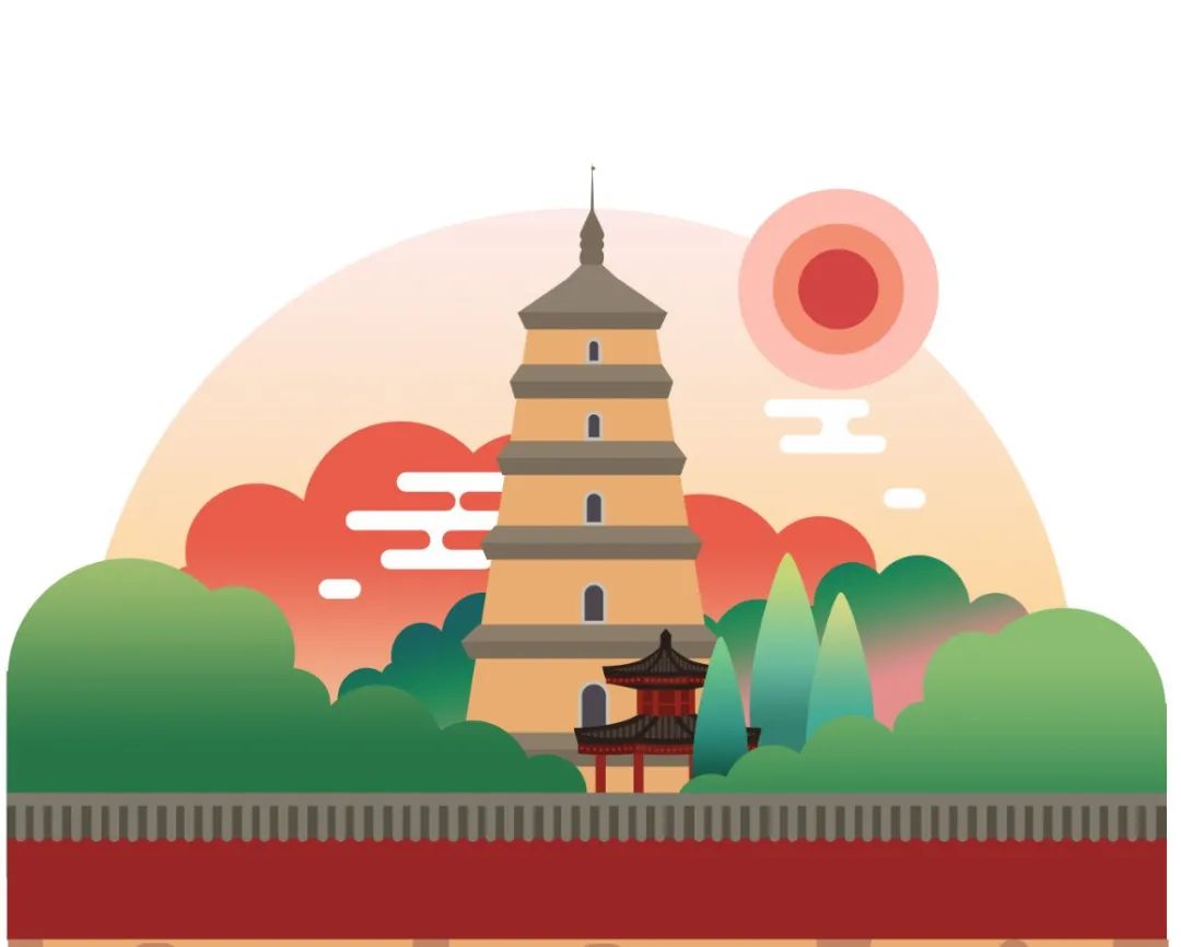 西安历史古建图,西安历史建筑手绘图