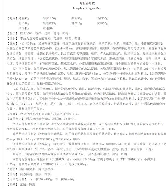 龙胆泻肝散兽药怎么用,龙胆泻肝散主治什么病