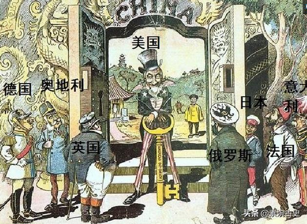 列强瓜分中国图画讲解,西方列强瓜分中国地图