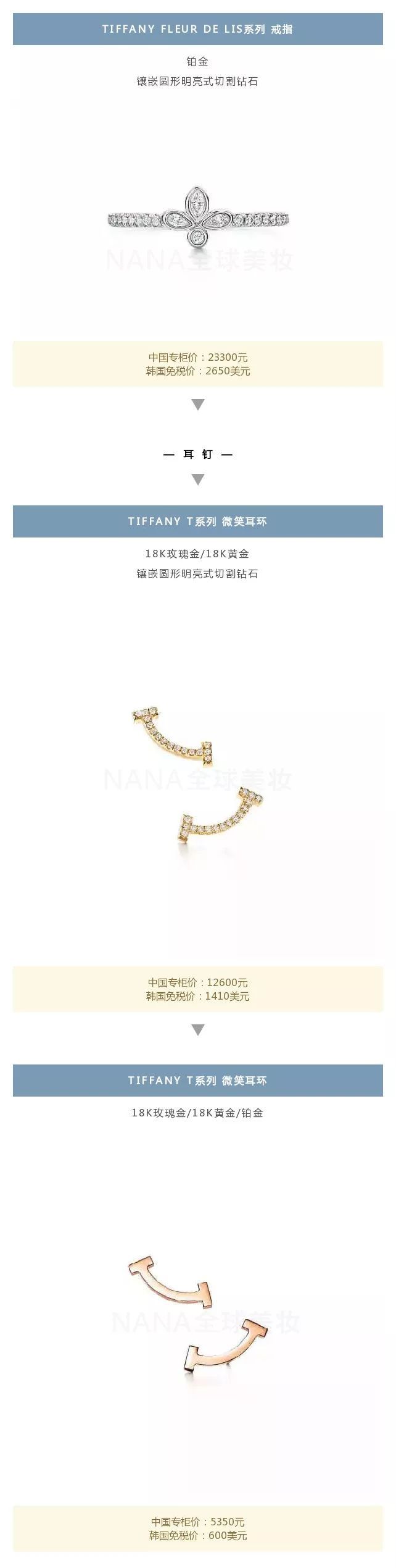 tiffany蒂芙尼正品代购,tiffany蒂芙尼推荐跟价格参考