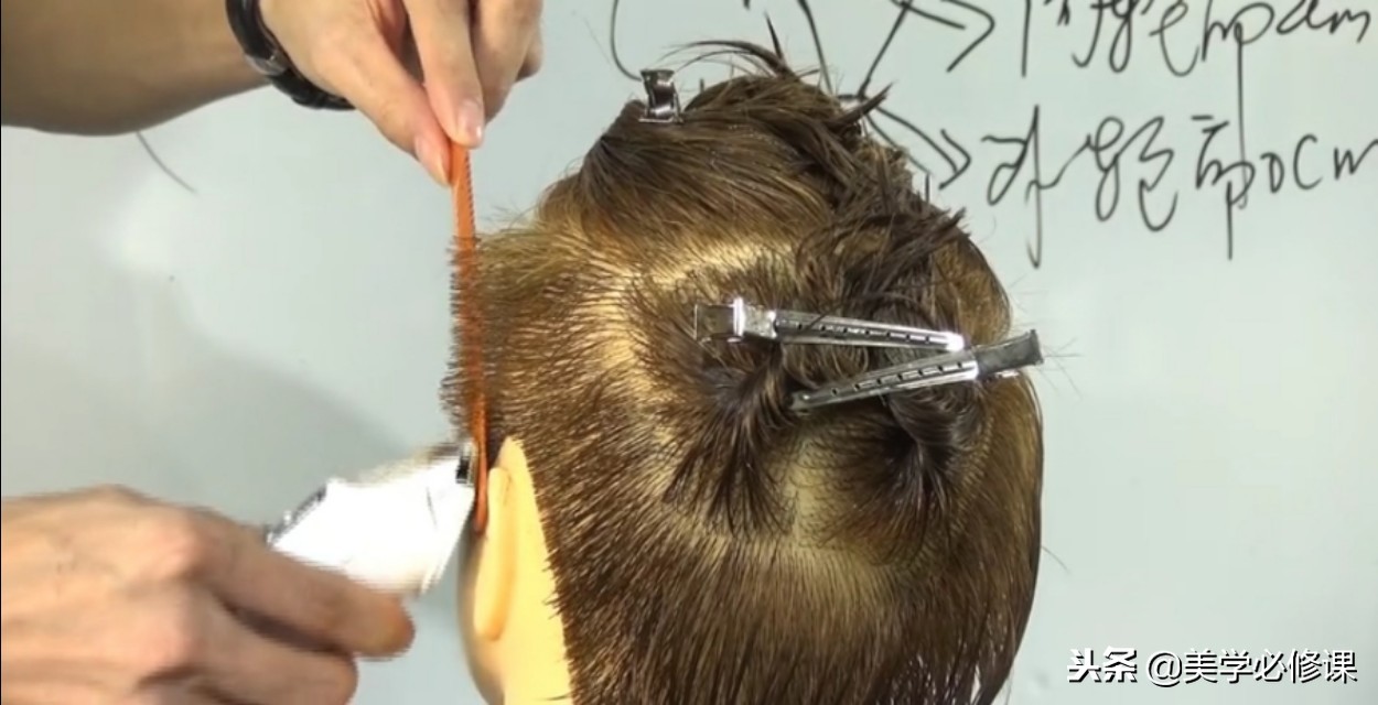 侧背头男发型剪发教程手法,韩式男士飞机头吹风教程