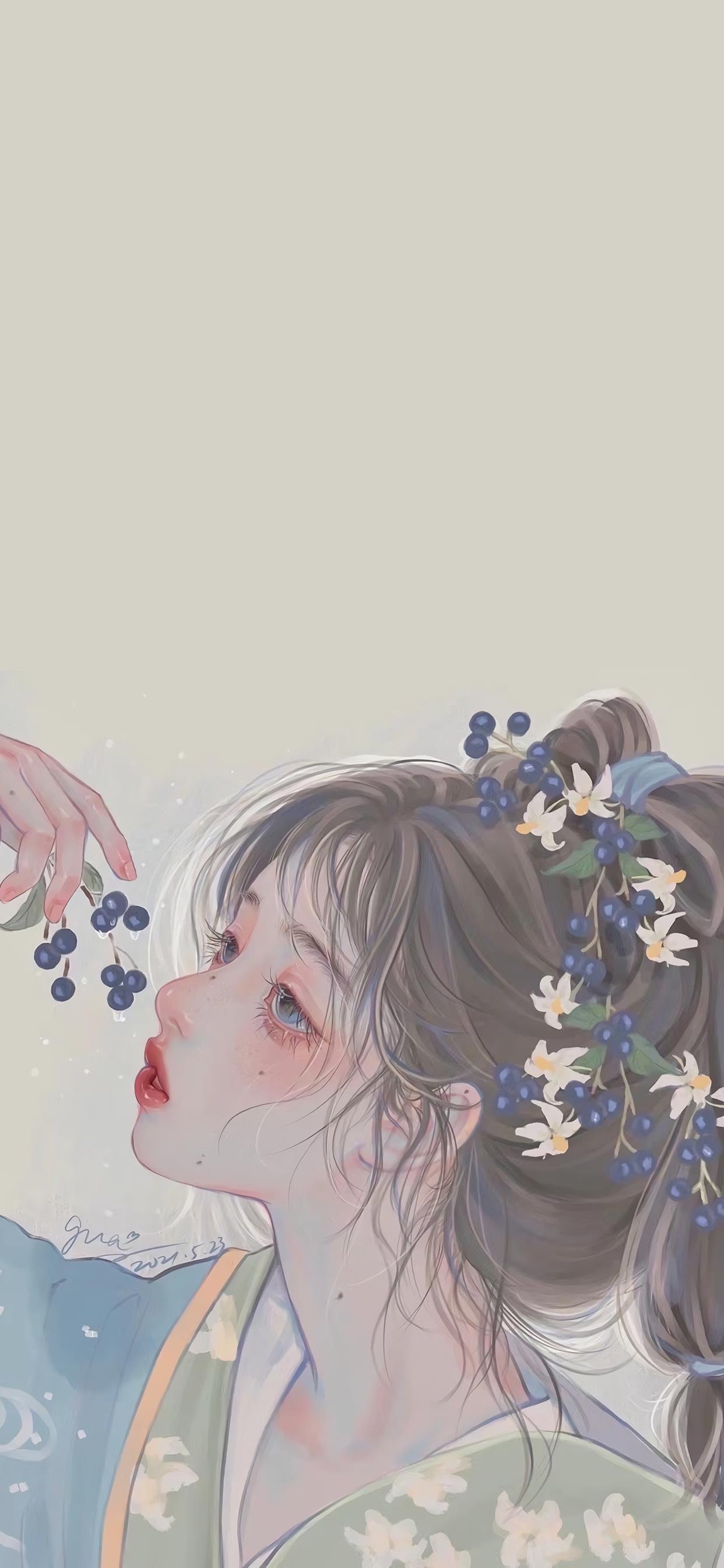 好看的女生壁纸插画图,插画小清新女生壁纸