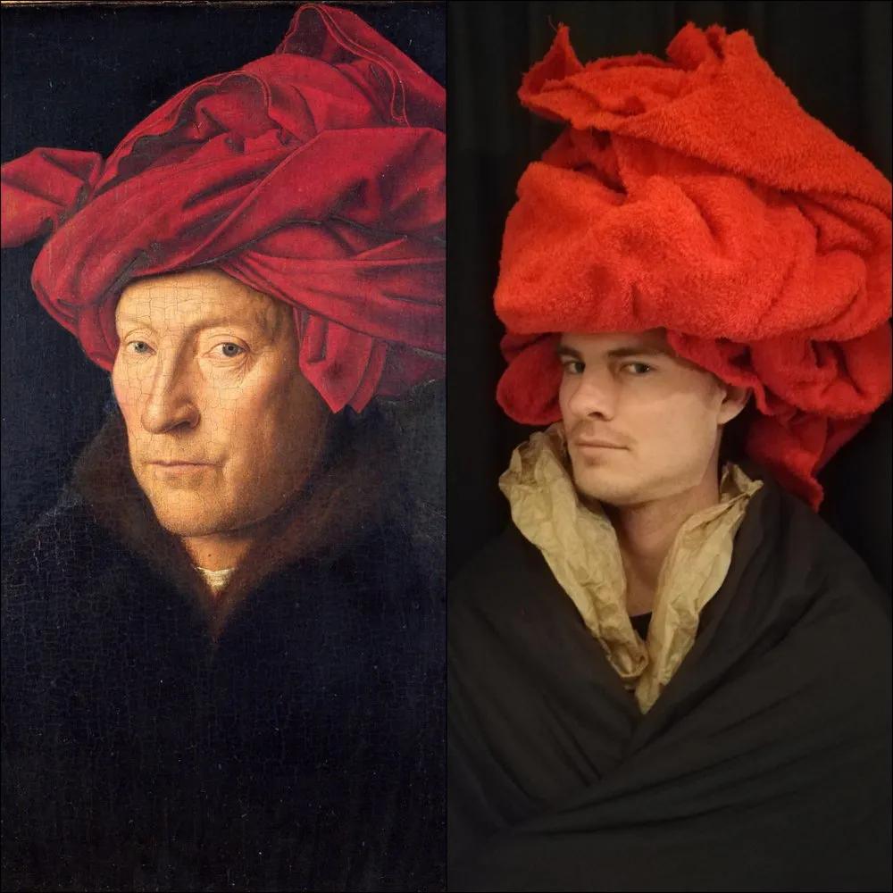 世界名画人物模仿搞笑,外国人恶搞画作