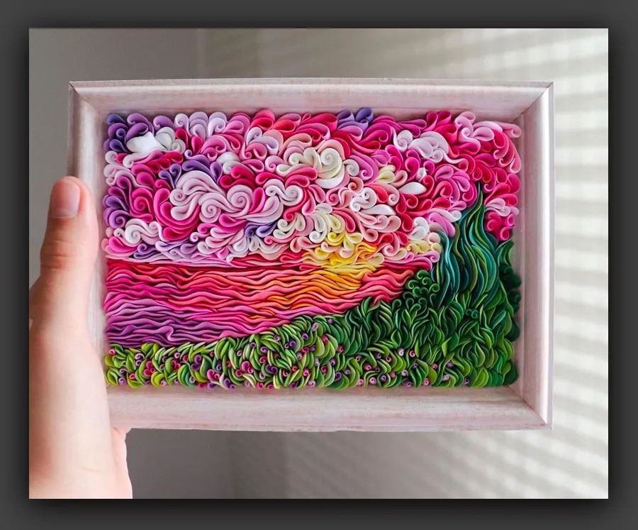 儿童风景画大全轻粘土,用轻粘土和a4纸画风景画