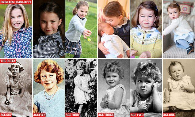 夏洛特公主和伊丽莎白女王同框,夏洛特公主最新萌照