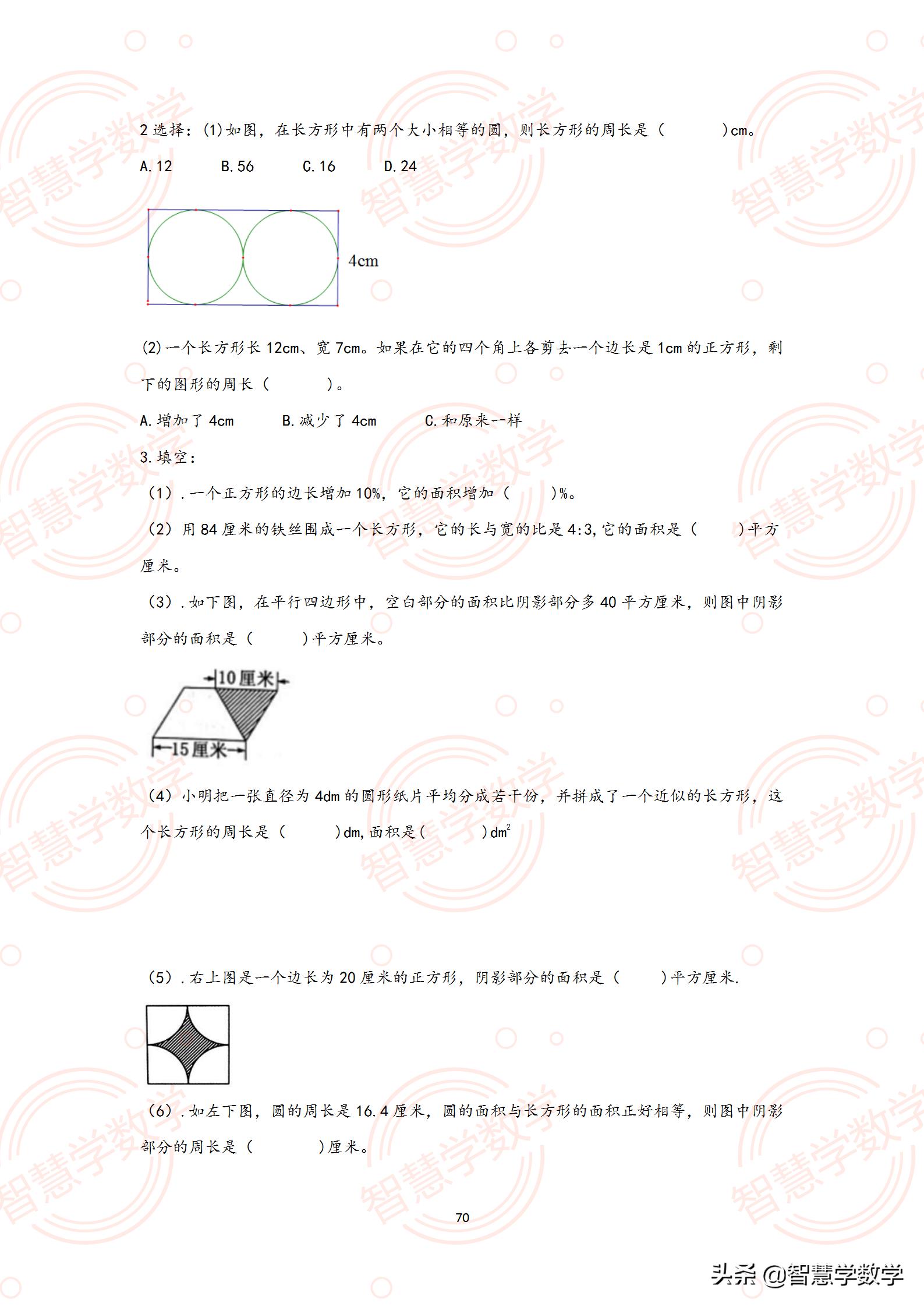 小学六年级小升初总复习（五）平面图形的周长和面积（2）