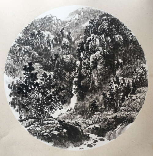 风水重彩山水画,秦岭山水画水墨