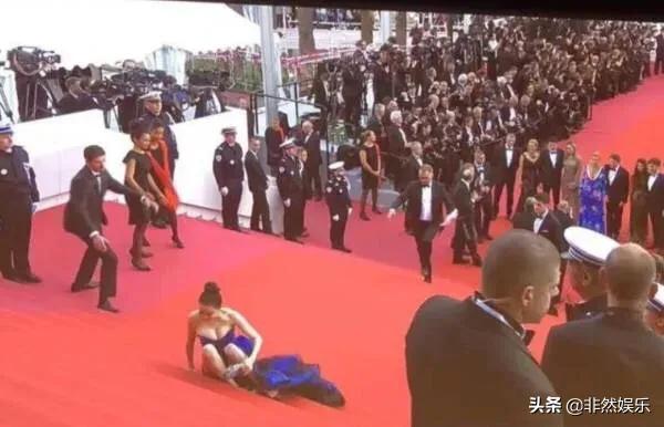 戛纳电影节红毯女星摔跤,红毯上故意摔跤的女明星