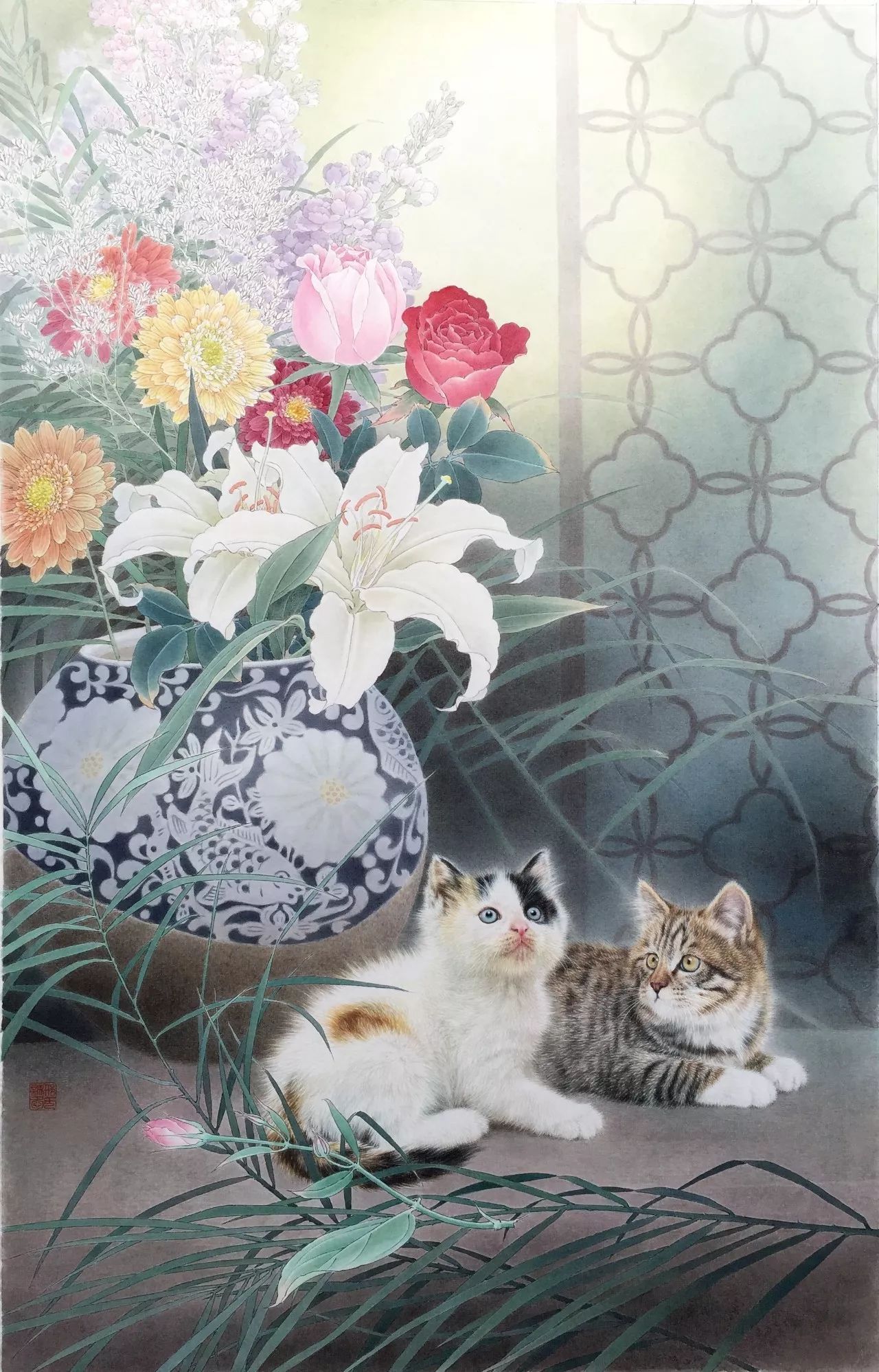 邢诚爱工笔画猫的图片,邢诚爱工笔画猫兔子高清大图