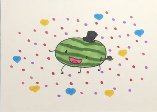 一年级西瓜简笔画简单又好看,简笔画一年级西瓜