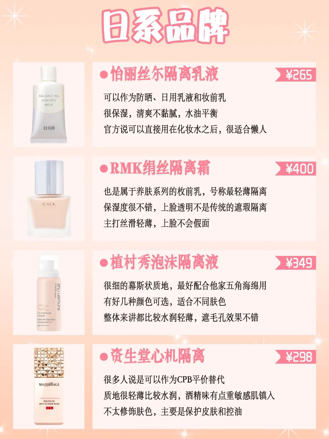 32款隔离霜妆前乳测评功课大合集!适合自己的才是Zui好的