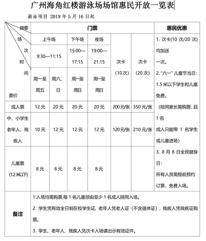 海角红楼游泳场2021价格,广州海角红楼游泳场
