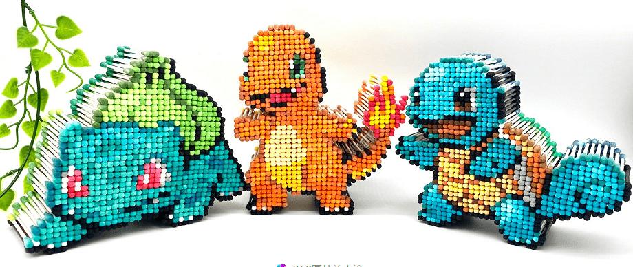 日本网友用棉花棒拼动漫角色模型，网友：切开一半能卖两份