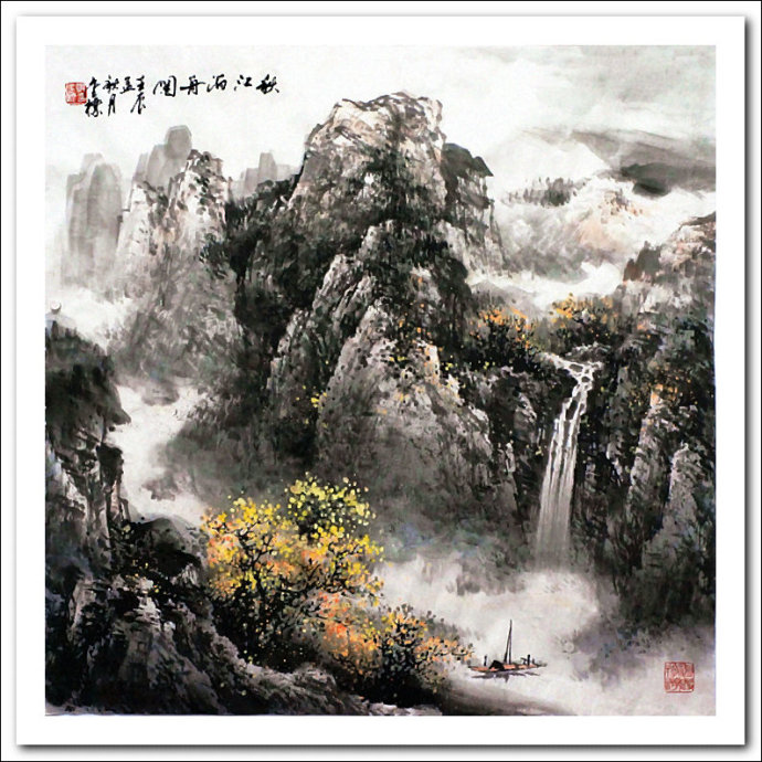 溪山国画山水画,郭金标山水画大全