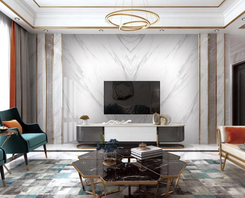 电视背景墙是贴石材还是瓷砖呢,现在最流行的瓷砖电视背景墙