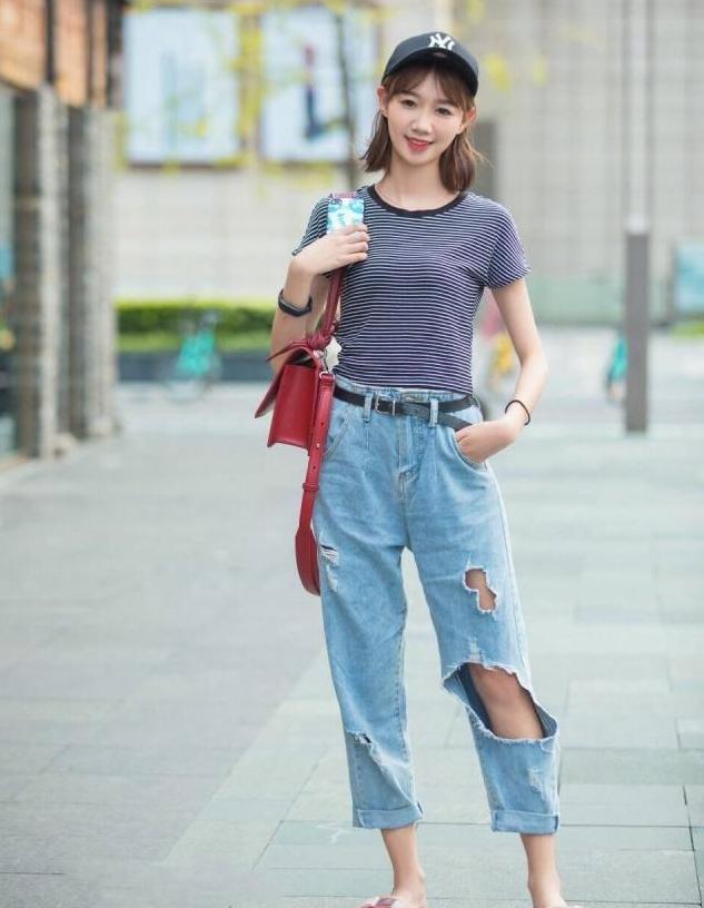 女孩夏季清凉套装牛仔裤,清凉阔腿牛仔裤