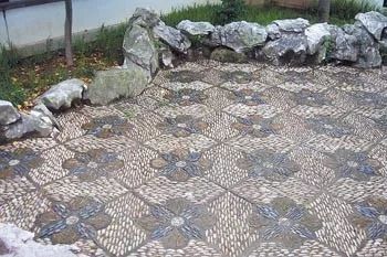 道路卵石地面铺装,鹅卵石路干铺装方法