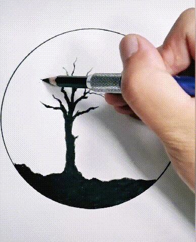 炭笔如何一笔画出渐变绘画技巧,炭笔风景教学