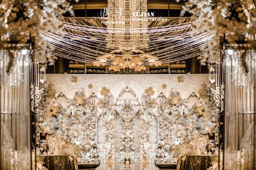 香槟色主题婚礼布置,香槟色婚礼桌椅布置