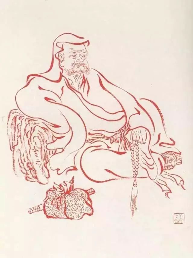 弘一法师的蓝底描金十八罗汉作品,弘一大师100万罗汉图写意