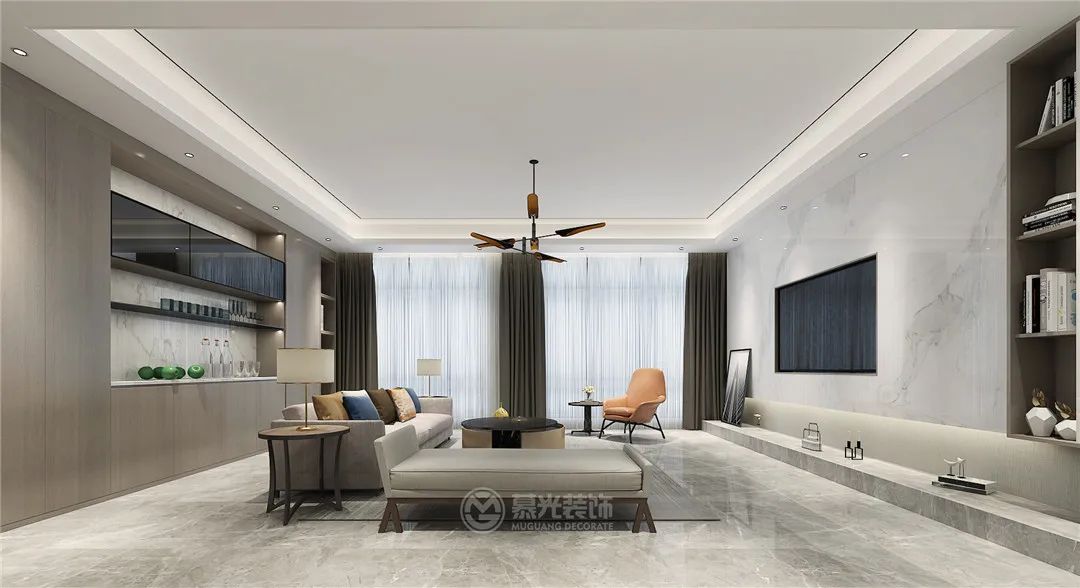 昆明叠春苑现代轻奢装修,滇池俊府126平装修效果图